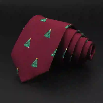 Men's Green Christmas Trees Festive Design Necktie