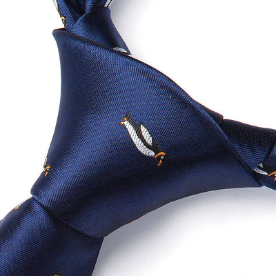 Men's Navy Cartoon Penguin Pattern Necktie