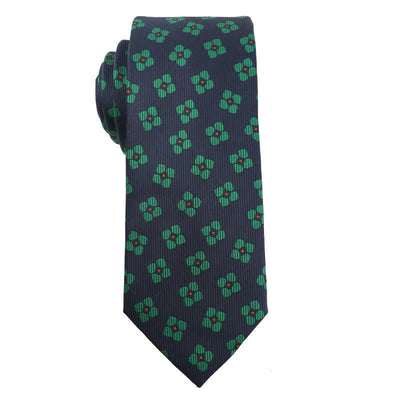 Men's Dark Green Series Floral Plaid Necktie