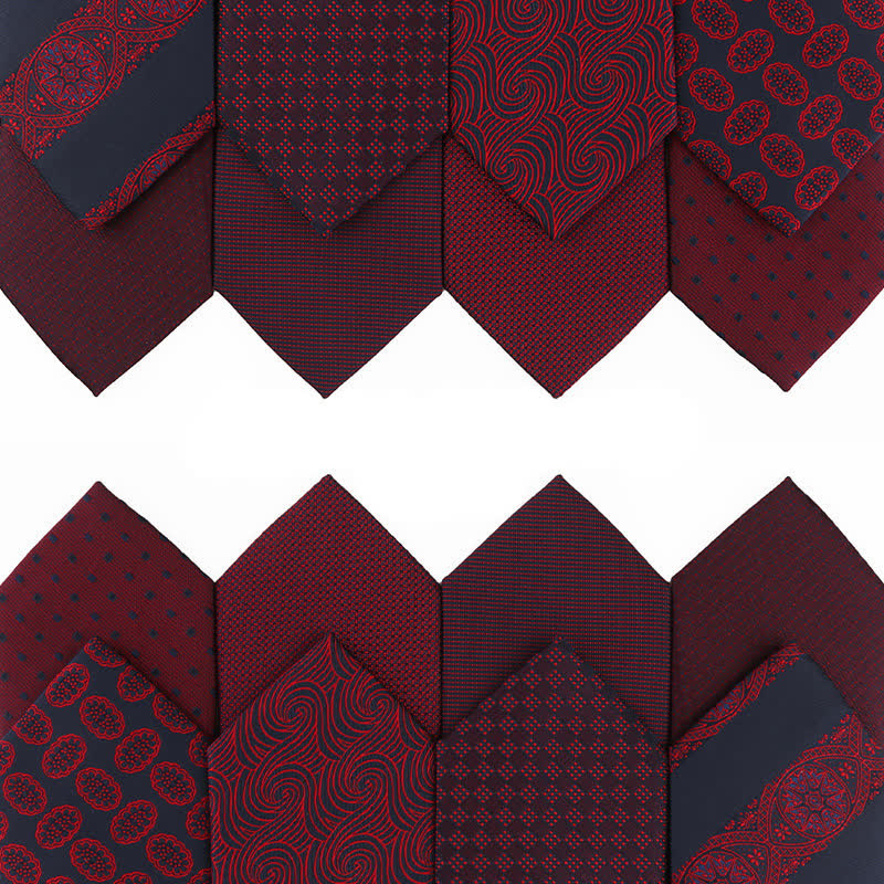 Men's Elegant Deep Wine Red Series Wedding Necktie