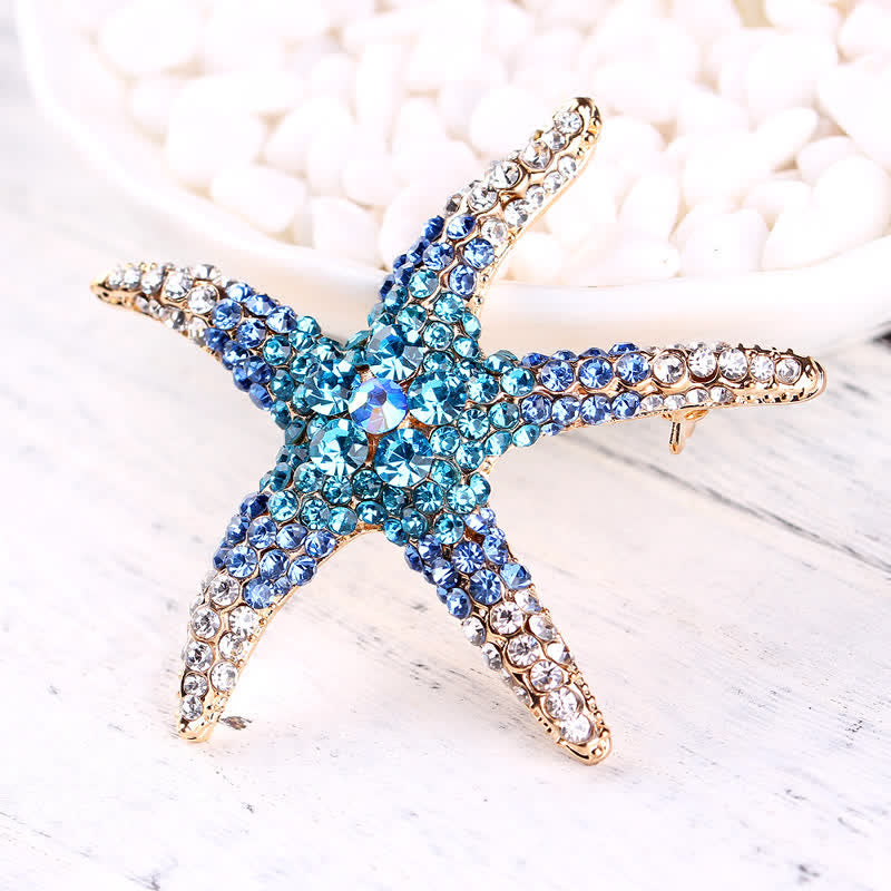 Women's Sparkling Starfish Rhinestone Brooch