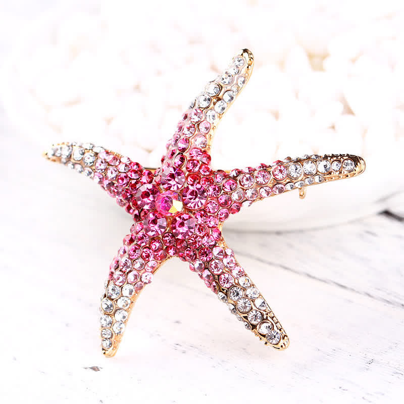 Women's Sparkling Starfish Rhinestone Brooch