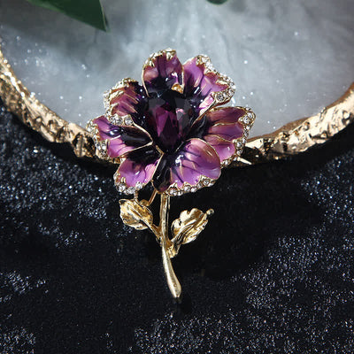 Women's Exquisite Crystal Enamel Flower Brooch