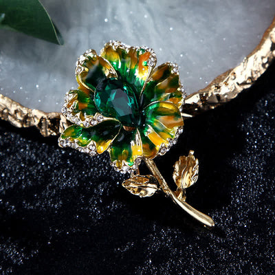 Women's Exquisite Crystal Enamel Flower Brooch