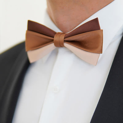 Men's Brown Champagne Three Colors Contrasting Bow Tie