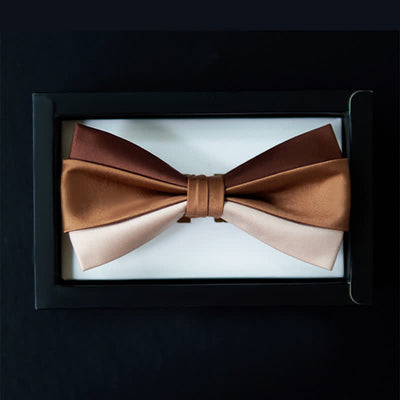 Men's Brown Champagne Three Colors Contrasting Bow Tie