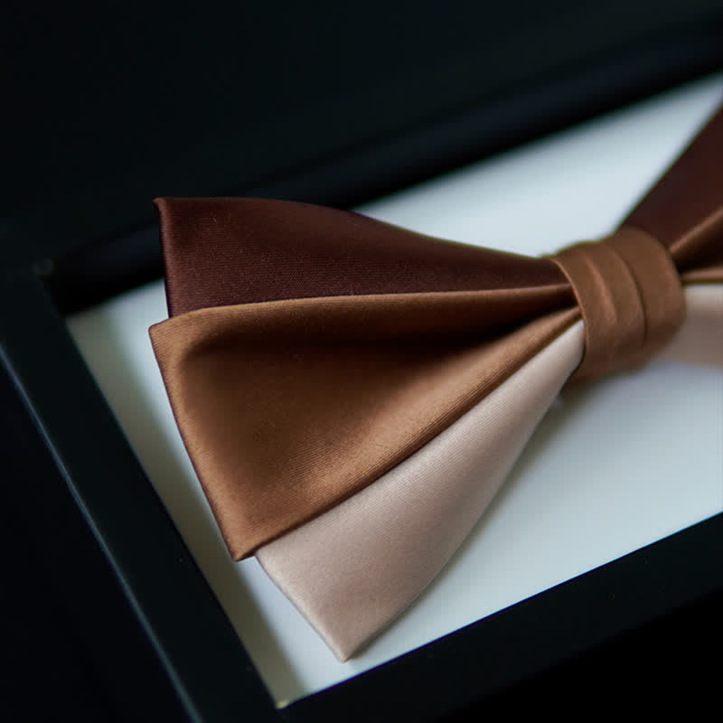 Men's Brown Champagne Three Colors Contrasting Bow Tie