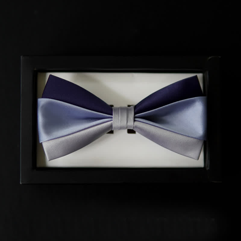 Men's Navy Blue Gray Three Colors Contrasting Bow Tie