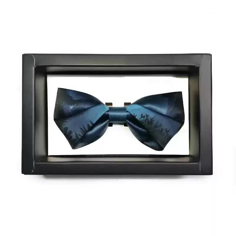 Men's Navy & Teal Forest Night Scene Bow Tie