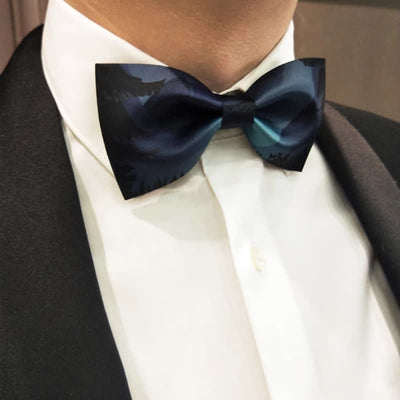 Men's Navy & Teal Forest Night Scene Bow Tie