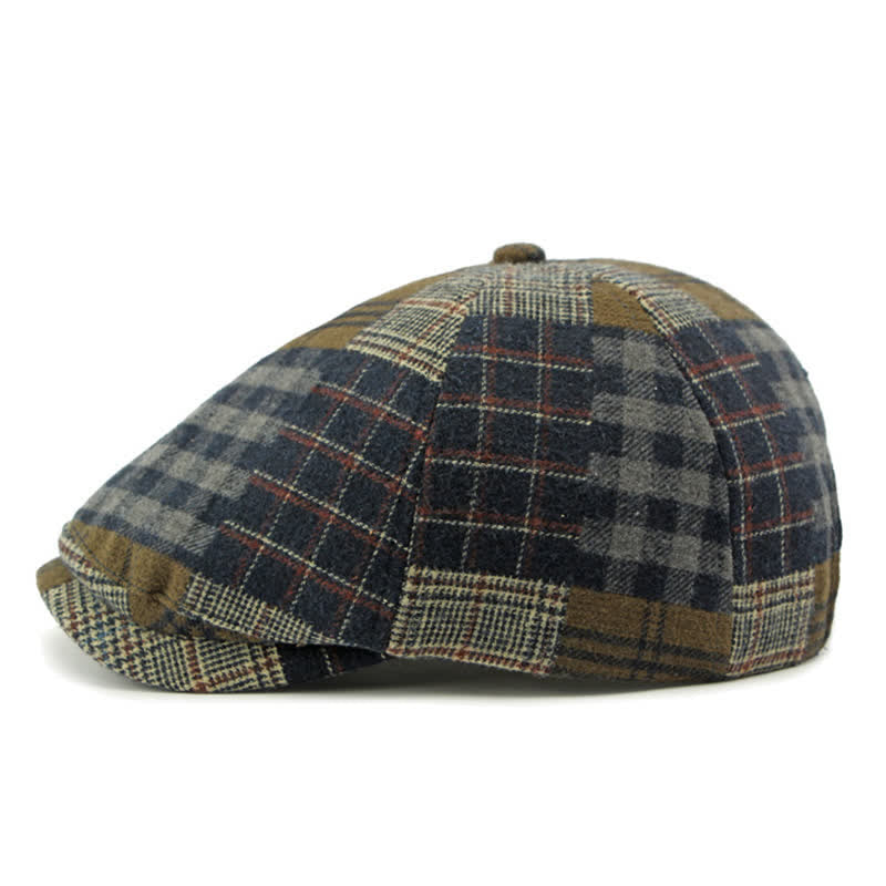 Different Classic Patchwork Plaid Newsboy Beret Hat