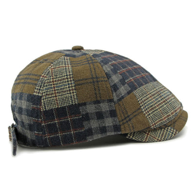 Different Classic Patchwork Plaid Newsboy Beret Hat