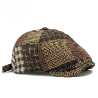 Different Classic Patchwork Plaid Newsboy Beret Hat