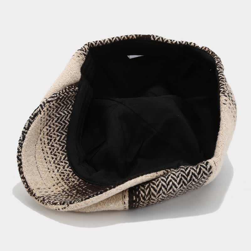 Gradient Color Fringe Herringbone Newsboy Beret Hat