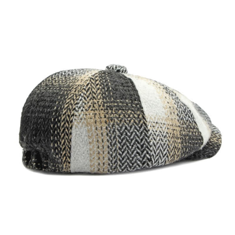 British Style Striped Herringbone Newsboy Beret Hat