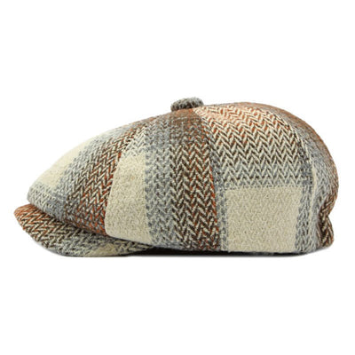 British Style Striped Herringbone Newsboy Beret Hat