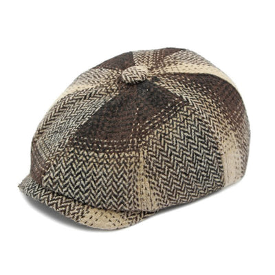 British Style Striped Herringbone Newsboy Beret Hat