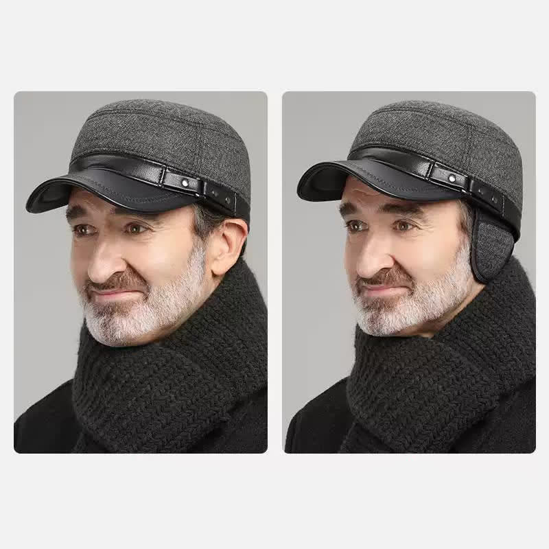 Winter Warm Earmuffs Casual Flat Top Hat