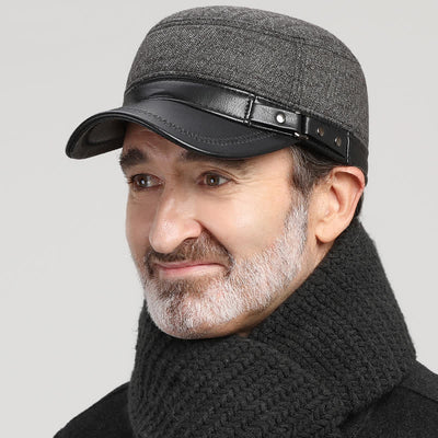 Winter Warm Earmuffs Casual Flat Top Hat