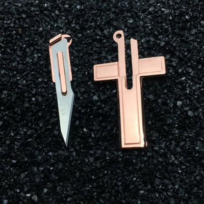 Multifunction Mini Cross Pendant Hidden Knife Necklace