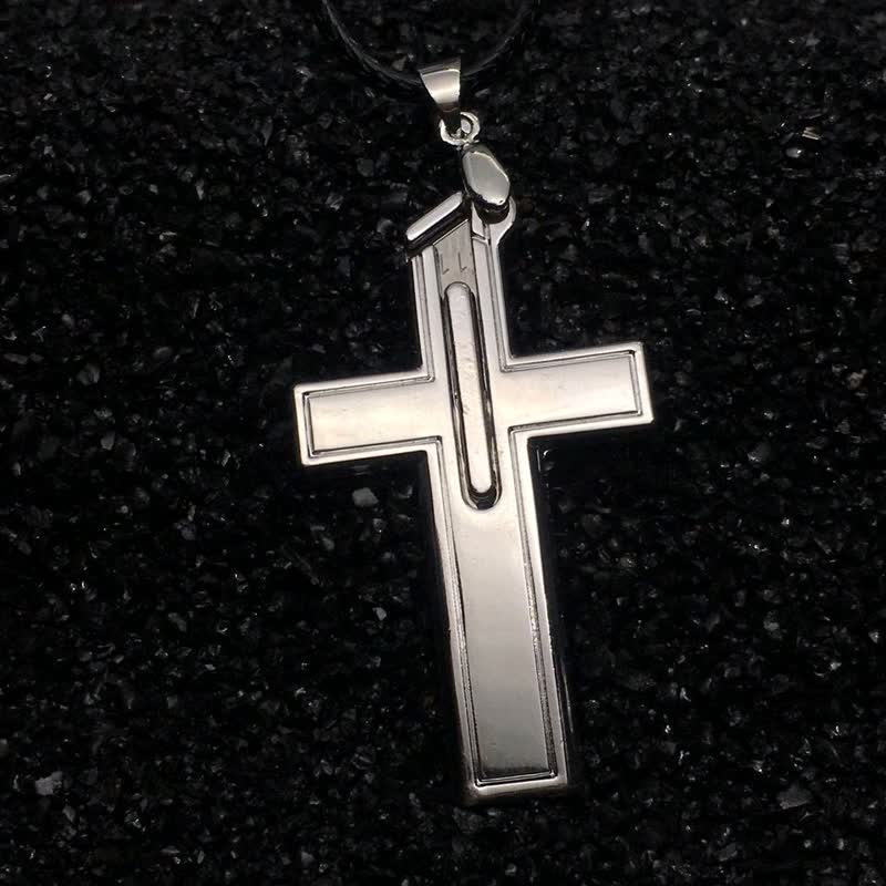 Multifunction Mini Cross Pendant Hidden Knife Necklace