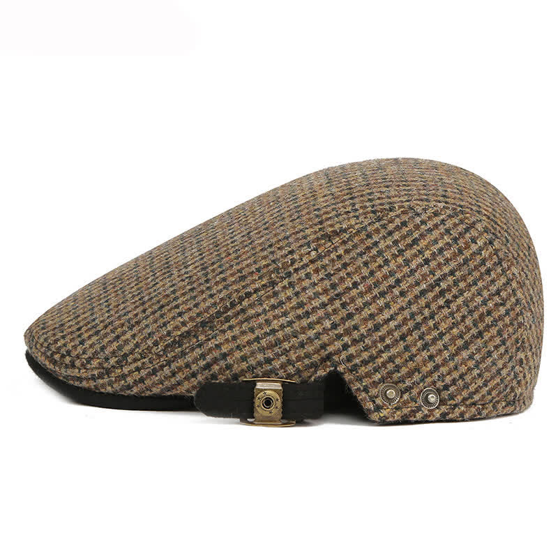 Houndstooth Plaid Check Pattern Beret Hat