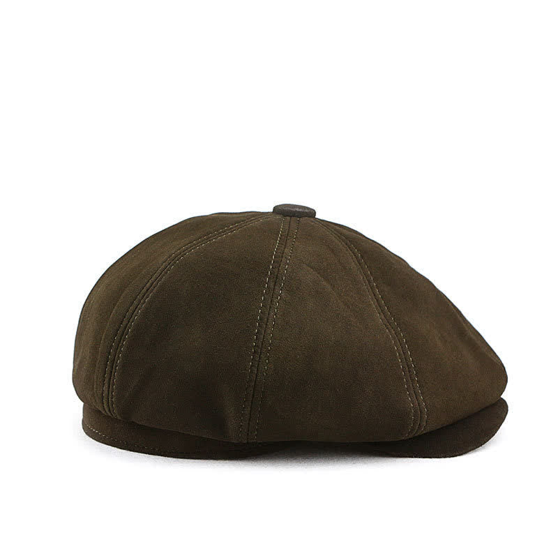 Retro Round Fine Texture Suede Newsboy Beret Hat