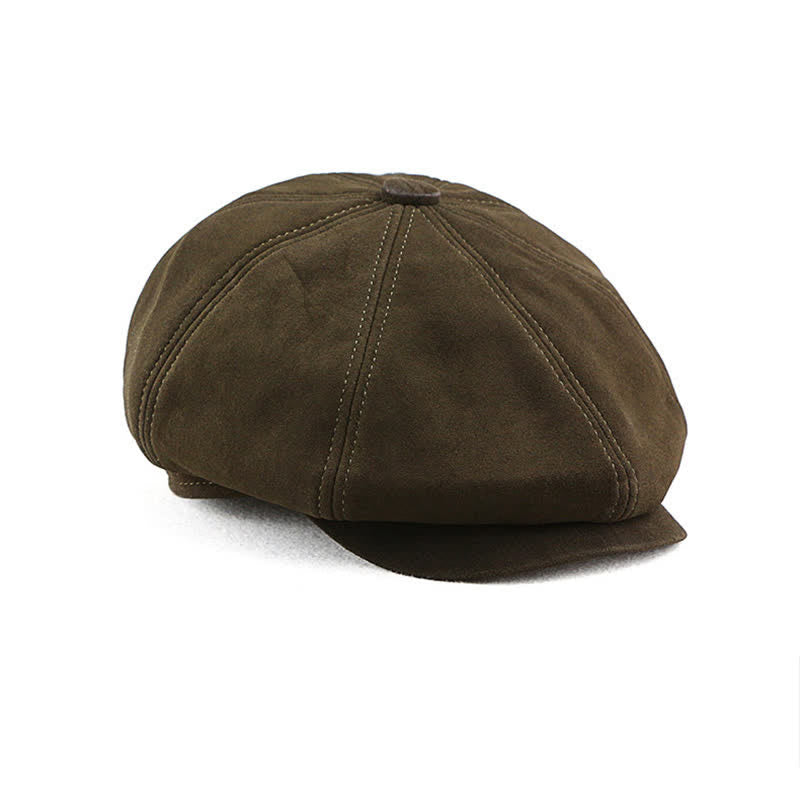 Retro Round Fine Texture Suede Newsboy Beret Hat