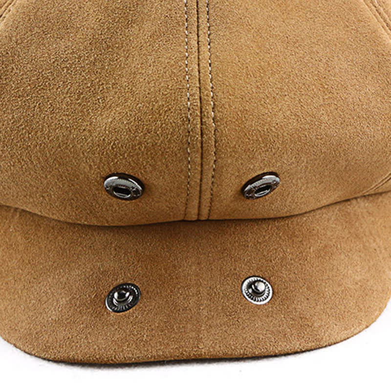 Retro Round Fine Texture Suede Newsboy Beret Hat