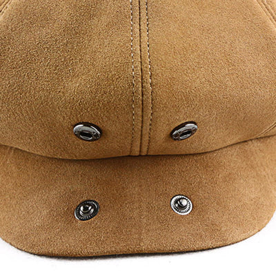 Retro Round Fine Texture Suede Newsboy Beret Hat