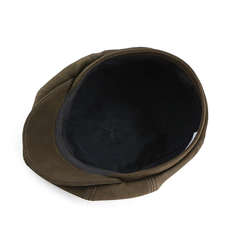 Retro Round Fine Texture Suede Newsboy Beret Hat