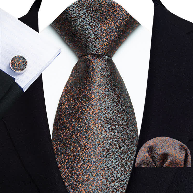 3Pcs Men's Brown Fantastic Pattern Necktie Set