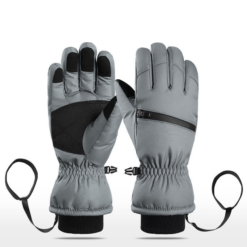 Winter Padded Zipper Pocket Ski Sports Gloves