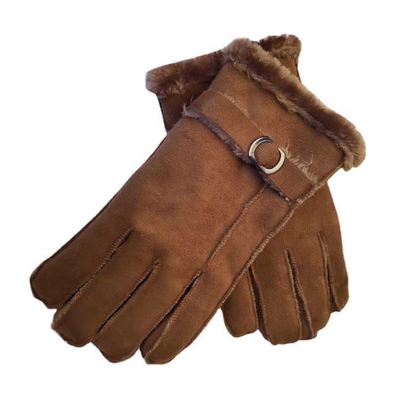 Faux Leather Imitation Wool Leather Dress Gloves