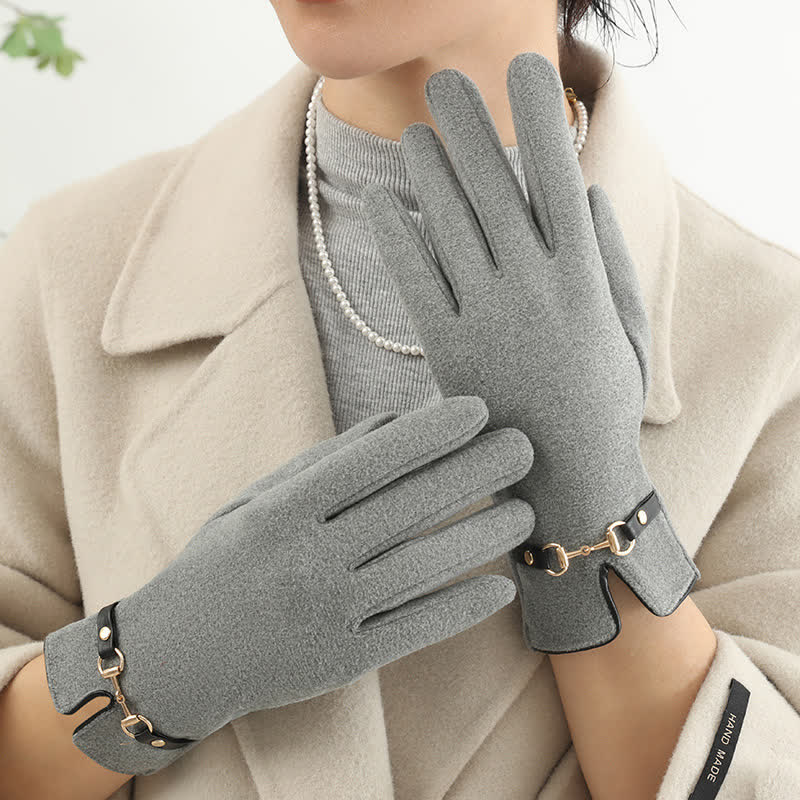 Women's Chain Plus Plush Velvet Thick Gloves