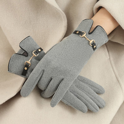 Women's Chain Plus Plush Velvet Thick Gloves