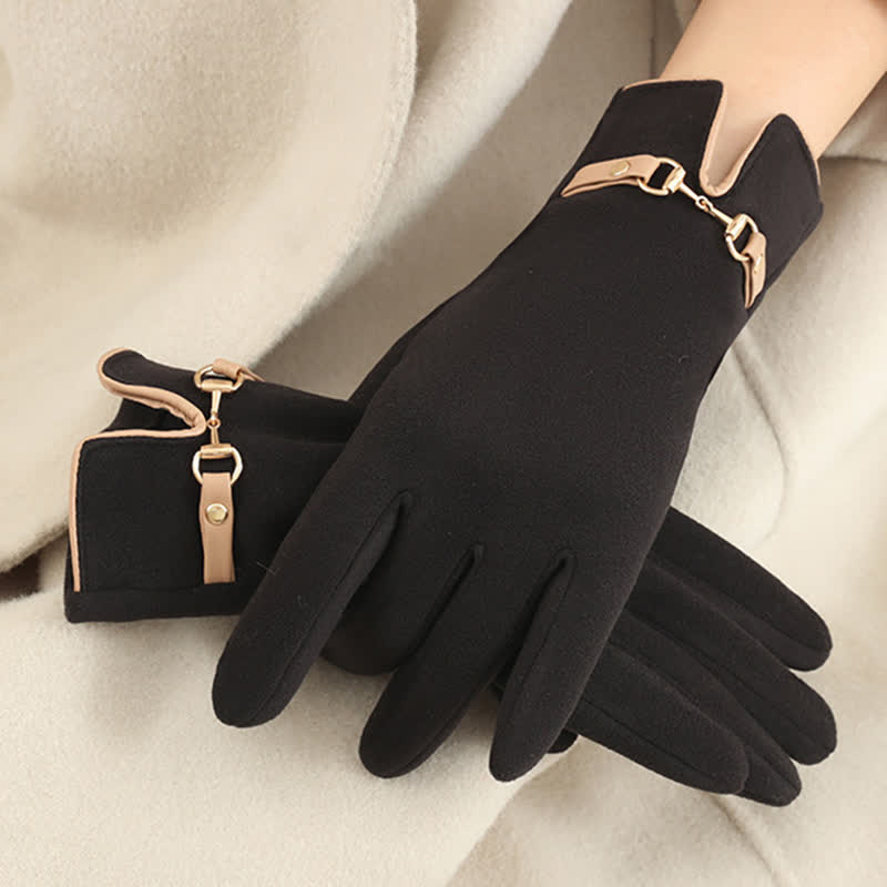 Women's Chain Plus Plush Velvet Thick Gloves