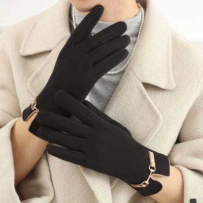 Women's Chain Plus Plush Velvet Thick Gloves