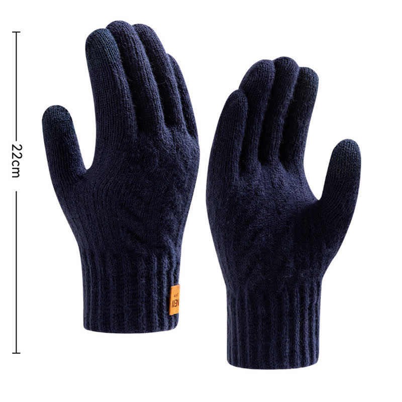 Solid Color Soft Warm Alpaca Fur Knitted Gloves