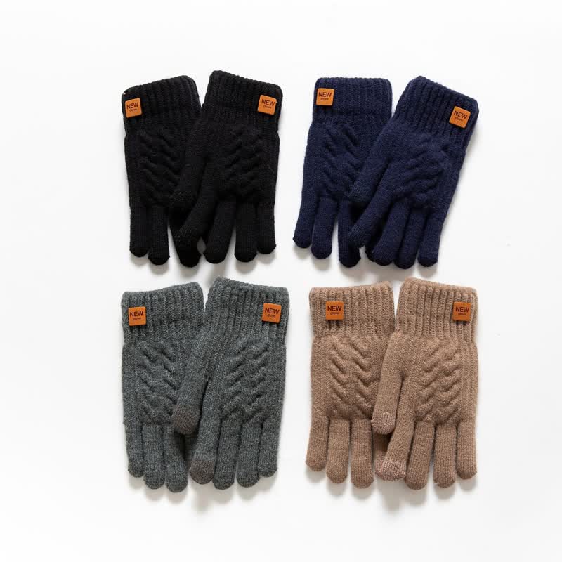 Solid Color Soft Warm Alpaca Fur Knitted Gloves