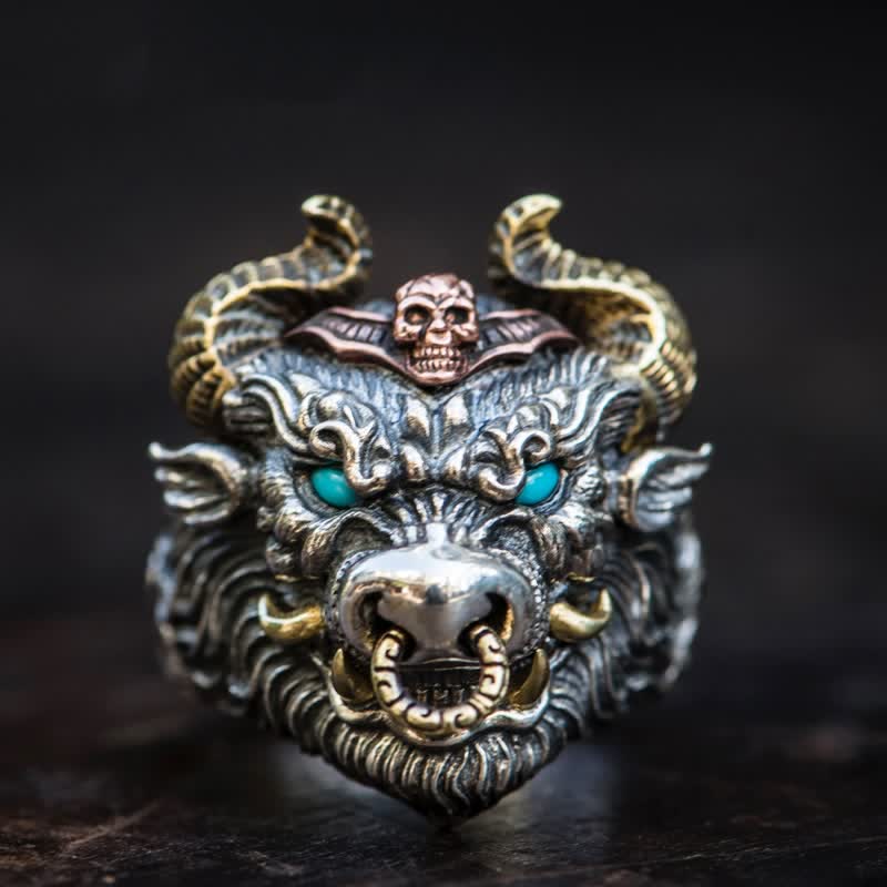 Men's Devil Hell Ghost Goat Opening Adjustable Ring