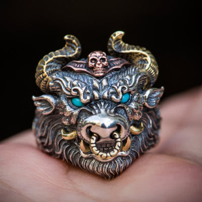 Men's Devil Hell Ghost Goat Opening Adjustable Ring