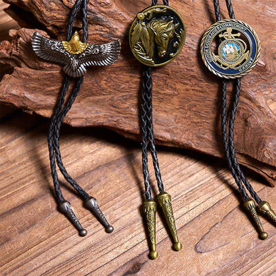 Retro Horse Flying Eagle Navy Anchor Bolo Ties Bundle Set