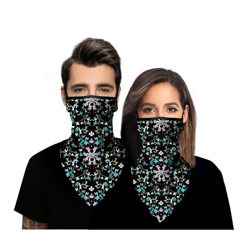 Floral Printing Ear Hanging Loops Face Mask Bandana