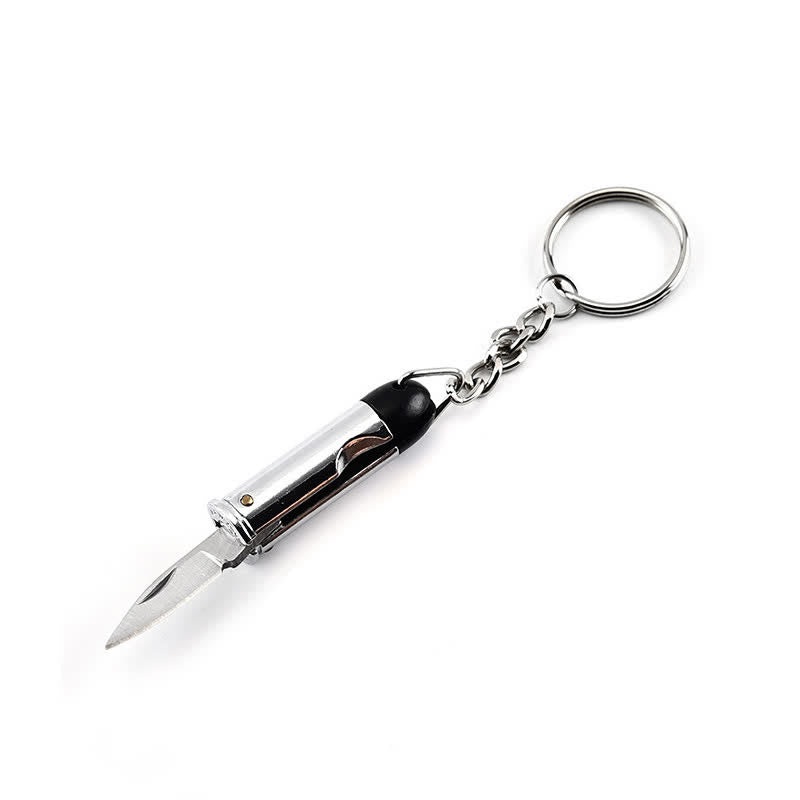 Outdoor Travel Creative Bullet Shaped Pocket Knife Keychain