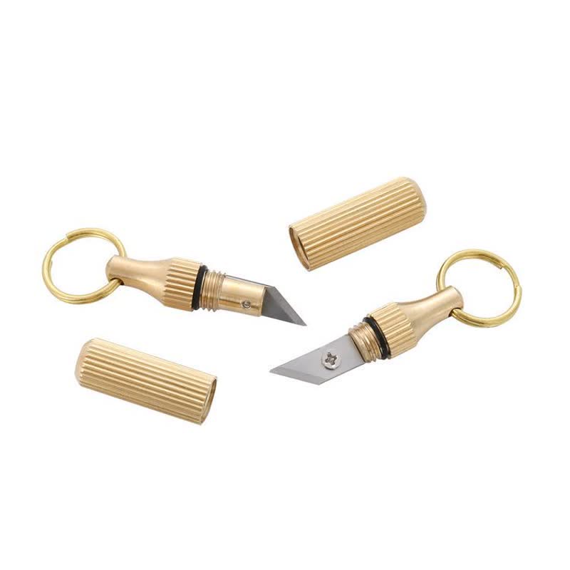 Mini Brass Capsule Unpacking Express Knife Keychain