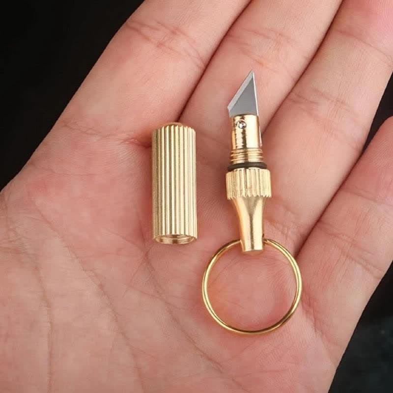 Mini Brass Capsule Unpacking Express Knife Keychain