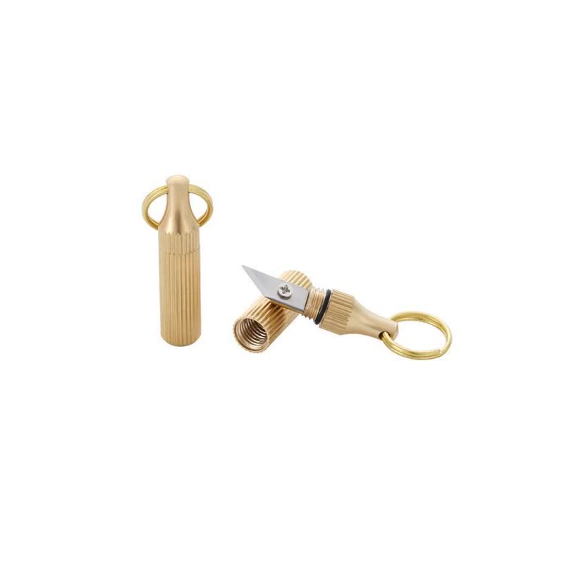 Mini Brass Capsule Unpacking Express Knife Keychain