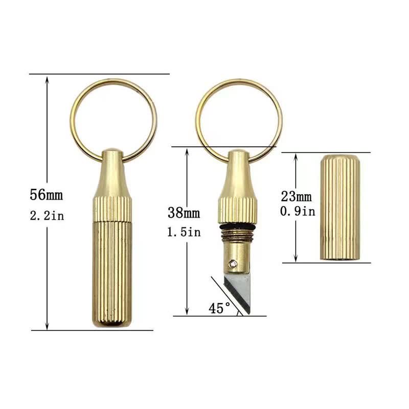 Mini Brass Capsule Unpacking Express Knife Keychain