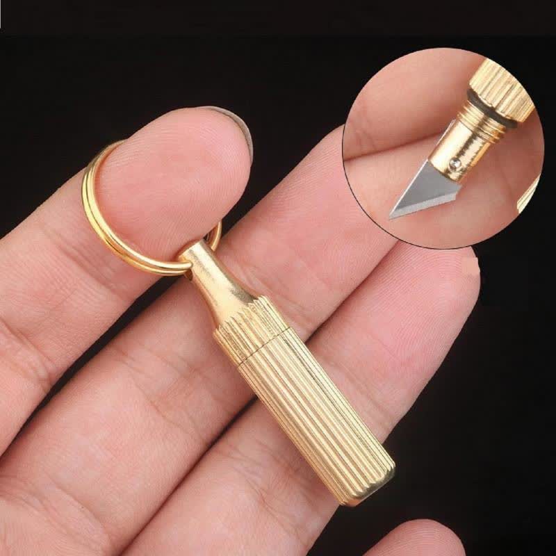 Mini Brass Capsule Unpacking Express Knife Keychain